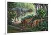Two Gigantspinosaurus Fearful at the Sight of a Large Yangchuanosaurus.-null-Framed Art Print