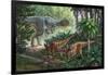 Two Gigantspinosaurus Fearful at the Sight of a Large Yangchuanosaurus.-null-Framed Art Print