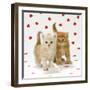 Two Ginger Tabby Kittens on Hearts Background-null-Framed Photographic Print