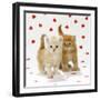 Two Ginger Tabby Kittens on Hearts Background-null-Framed Photographic Print