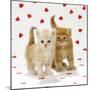 Two Ginger Tabby Kittens on Hearts Background-null-Mounted Photographic Print