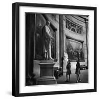 Two Girl Scouts Looking Up at Marble Statue of Abraham Lincoln, Rotunda of the Capitol Building-Alfred Eisenstaedt-Framed Photographic Print