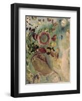 Two Girls Among the Flowers-Odilon Redon-Framed Giclee Print