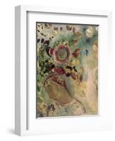 Two Girls Among the Flowers-Odilon Redon-Framed Giclee Print