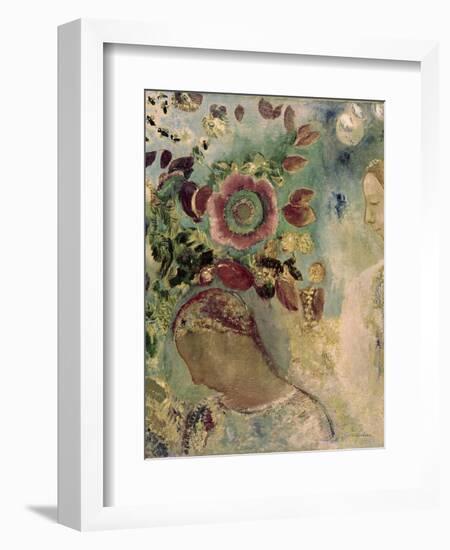 Two Girls Among the Flowers-Odilon Redon-Framed Giclee Print