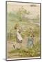 Two Girls and a Boy Dancing in a Meadow in the Springtime - the Lambs are Frisky Too-null-Mounted Photographic Print