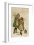 Two Girls and Their Dog Gather Mistletoe in the Snow-Lizzie-Framed Photographic Print