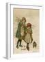 Two Girls and Their Dog Gather Mistletoe in the Snow-Lizzie-Framed Photographic Print