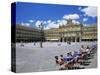 Two Girls at Cafe Table, Plaza Mayor, Salamanca, Castilla Y Leon, Spain-Ruth Tomlinson-Stretched Canvas