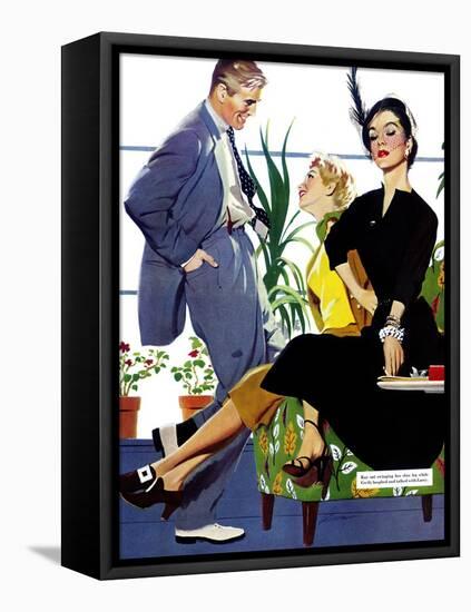 Two Girls At Once - Saturday Evening Post "Men at the Top", November 8, 1952 pg.39-Perry Peterson-Framed Stretched Canvas