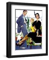 Two Girls At Once - Saturday Evening Post "Men at the Top", November 8, 1952 pg.39-Perry Peterson-Framed Giclee Print