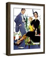 Two Girls At Once - Saturday Evening Post "Men at the Top", November 8, 1952 pg.39-Perry Peterson-Framed Giclee Print