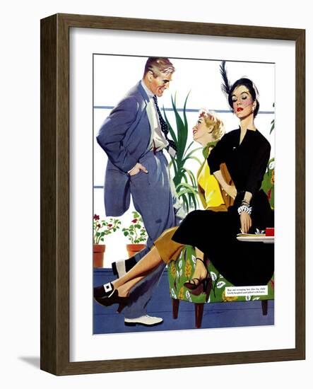 Two Girls At Once - Saturday Evening Post "Men at the Top", November 8, 1952 pg.39-Perry Peterson-Framed Giclee Print