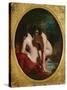 Two Girls Bathing (Oil on Panel)-William Etty-Stretched Canvas