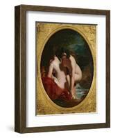 Two Girls Bathing (Oil on Panel)-William Etty-Framed Giclee Print