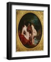 Two Girls Bathing (Oil on Panel)-William Etty-Framed Giclee Print