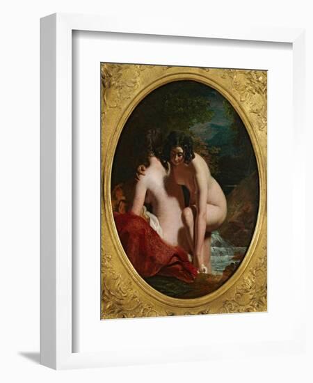 Two Girls Bathing (Oil on Panel)-William Etty-Framed Giclee Print