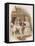 Two Girls Brush Dog 1896-Harriett M Bennett-Framed Stretched Canvas