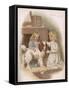 Two Girls Brush Dog 1896-Harriett M Bennett-Framed Stretched Canvas