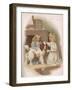 Two Girls Brush Dog 1896-Harriett M Bennett-Framed Art Print