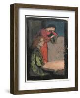 Two Girls by a Table Look Out on a Starry Night, 1905-Frederick Cayley Robinson-Framed Giclee Print