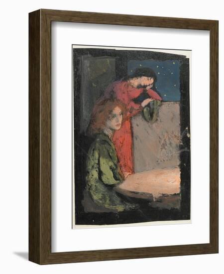 Two Girls by a Table Look Out on a Starry Night, 1905-Frederick Cayley Robinson-Framed Giclee Print