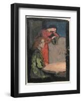 Two Girls by a Table Look Out on a Starry Night, 1905-Frederick Cayley Robinson-Framed Giclee Print