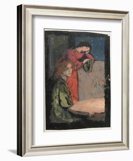 Two Girls by a Table Look Out on a Starry Night, 1905-Frederick Cayley Robinson-Framed Giclee Print
