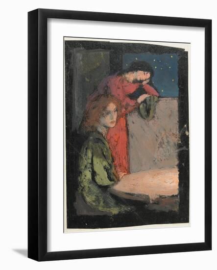 Two Girls by a Table Look Out on a Starry Night, 1905-Frederick Cayley Robinson-Framed Giclee Print