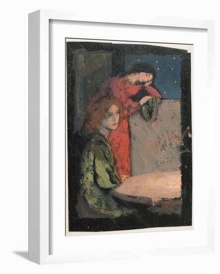 Two Girls by a Table Look Out on a Starry Night, 1905-Frederick Cayley Robinson-Framed Giclee Print