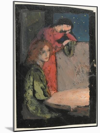 Two Girls by a Table Look Out on a Starry Night, 1905-Frederick Cayley Robinson-Mounted Giclee Print
