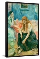 Two Girls. Date/Period: Ca. 1894. Painting. Oil on canvas. Height: 25.63 mm (1 in); Width: 21.25...-Berthe Morisot-Framed Poster