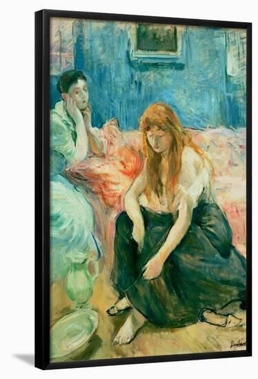 Two Girls. Date/Period: Ca. 1894. Painting. Oil on canvas. Height: 25.63 mm (1 in); Width: 21.25...-Berthe Morisot-Framed Poster