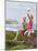 Two Girls Feeding Chips to a Seagull at the Beach-Louise Hammond-Mounted Photographic Print