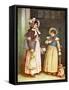 Two girls going to school' by Kate Greenaway-Kate Greenaway-Framed Stretched Canvas