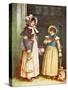 Two girls going to school' by Kate Greenaway-Kate Greenaway-Stretched Canvas