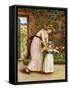 'Two girls in a garden', by Kate Greenaway-Kate Greenaway-Framed Stretched Canvas
