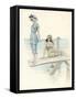 Two Girls in Bathing Suits One About to Dive into the Sea from a Diving Board-null-Framed Stretched Canvas