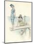 Two Girls in Bathing Suits One About to Dive into the Sea from a Diving Board-null-Mounted Art Print