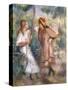 Two Girls in the Garden at Montmartre-Pierre-Auguste Renoir-Stretched Canvas