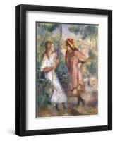 Two Girls in the Garden at Montmartre-Pierre-Auguste Renoir-Framed Giclee Print