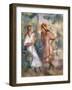 Two Girls in the Garden at Montmartre-Pierre-Auguste Renoir-Framed Giclee Print