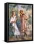 Two Girls in the Garden at Montmartre-Pierre-Auguste Renoir-Framed Stretched Canvas
