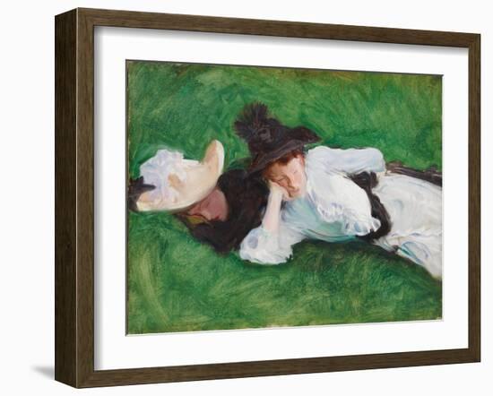 Two Girls on a Lawn, 1889-John Singer Sargent-Framed Giclee Print