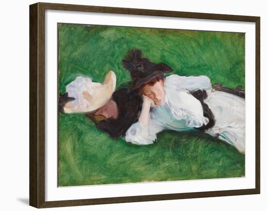 Two Girls on a Lawn, 1889-John Singer Sargent-Framed Giclee Print