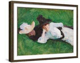 Two Girls on a Lawn, 1889-John Singer Sargent-Framed Giclee Print