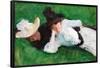 Two Girls on a Lawn.-John Singer Sargent-Framed Poster