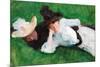 Two Girls on a Lawn.-John Singer Sargent-Mounted Poster
