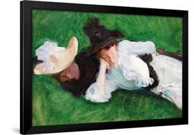 Two Girls on a Lawn.-John Singer Sargent-Framed Poster