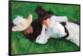 Two Girls on a Lawn.-John Singer Sargent-Framed Poster